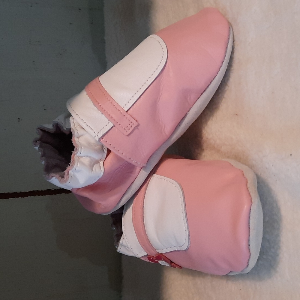 Robeez Soft Sole Baby Shoes Cute Leather Toddler Pink Mary Jane NIB